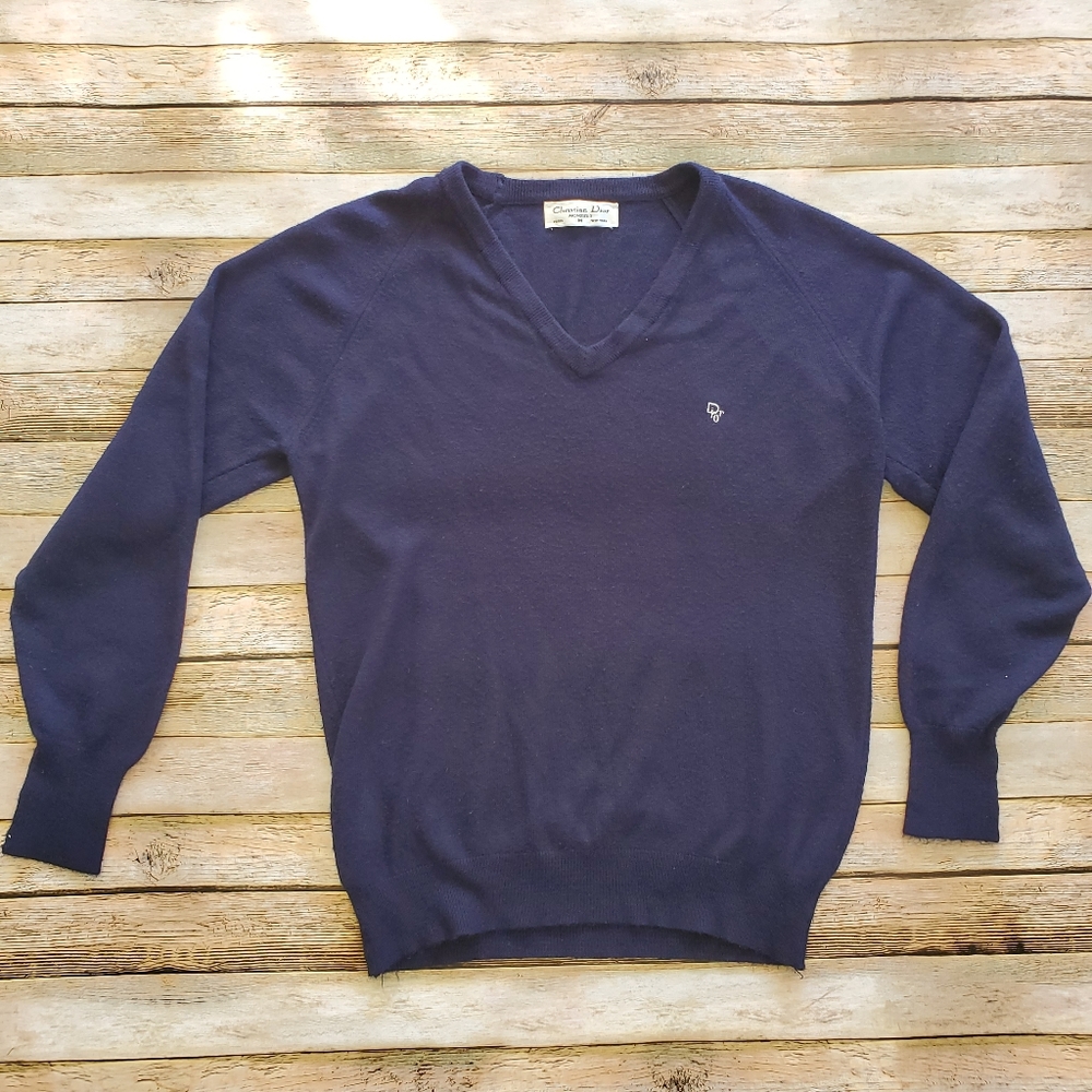 Christian Dior Monsieur v neck Sweater sz M blue
